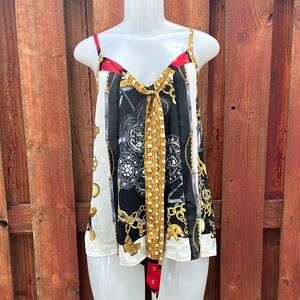 Express Women's Black Gold Chain Print Top Size XS